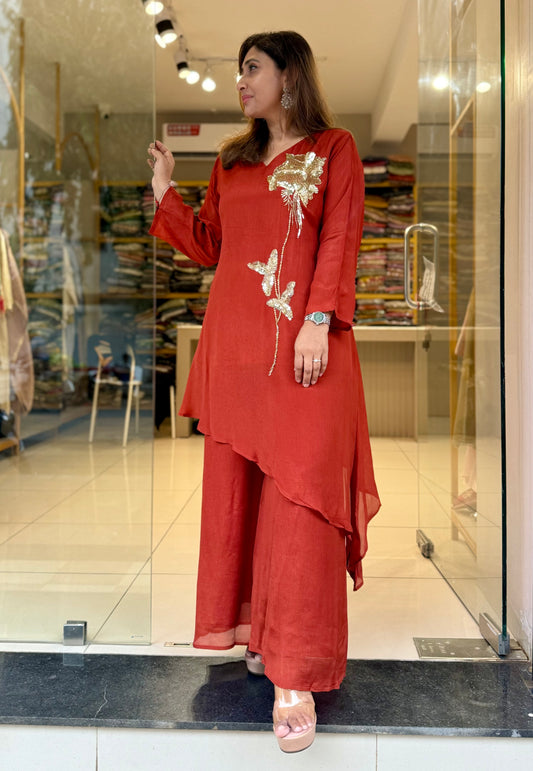 Partywear Rust Chinnon Co-Ord Set
