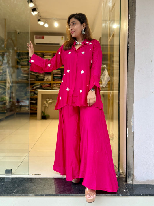 Pink Silk Co-Ord with Butti Work