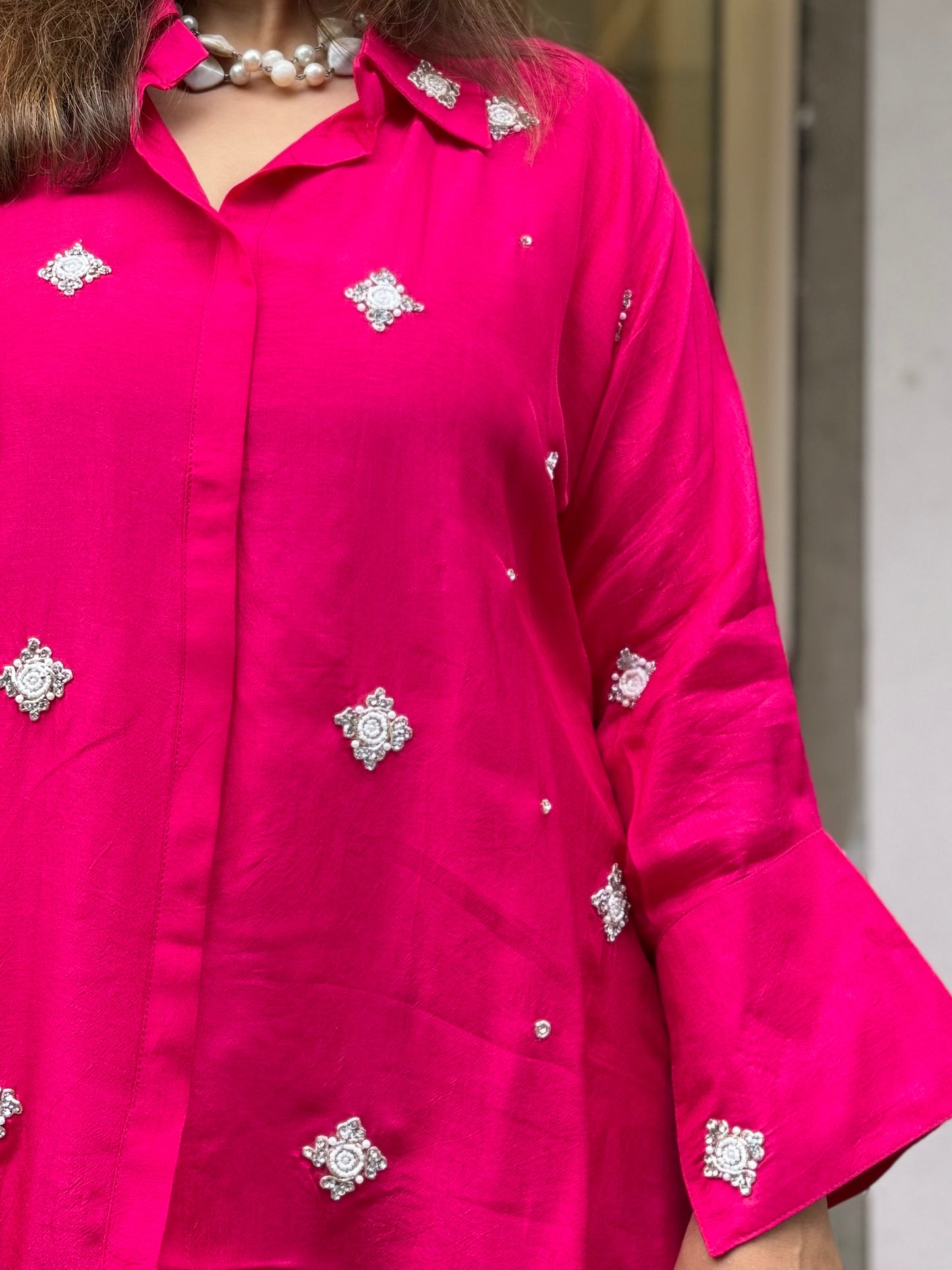 Pink Silk Co-Ord with Butti Work