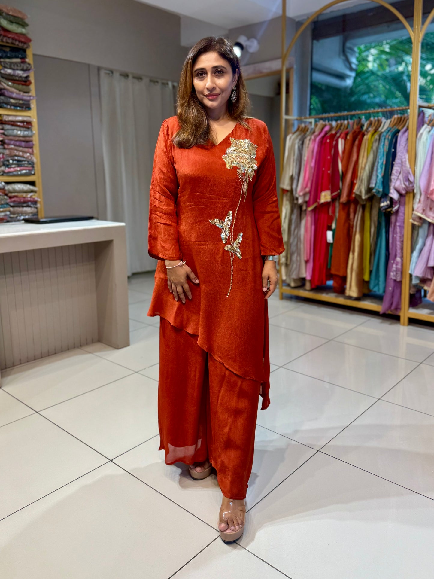 Partywear Rust Chinnon Co-Ord Set