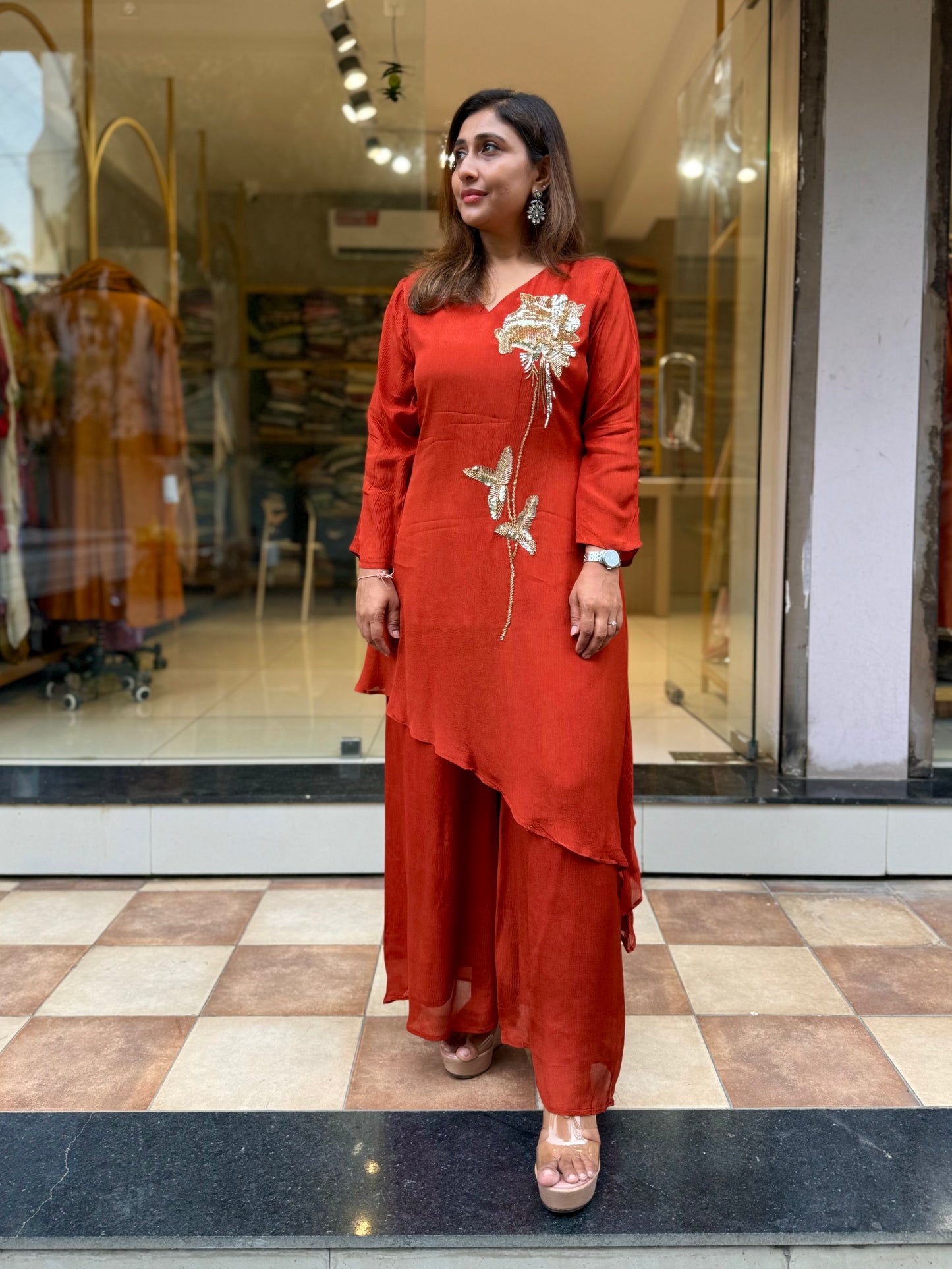 Partywear Rust Chinnon Co-Ord Set