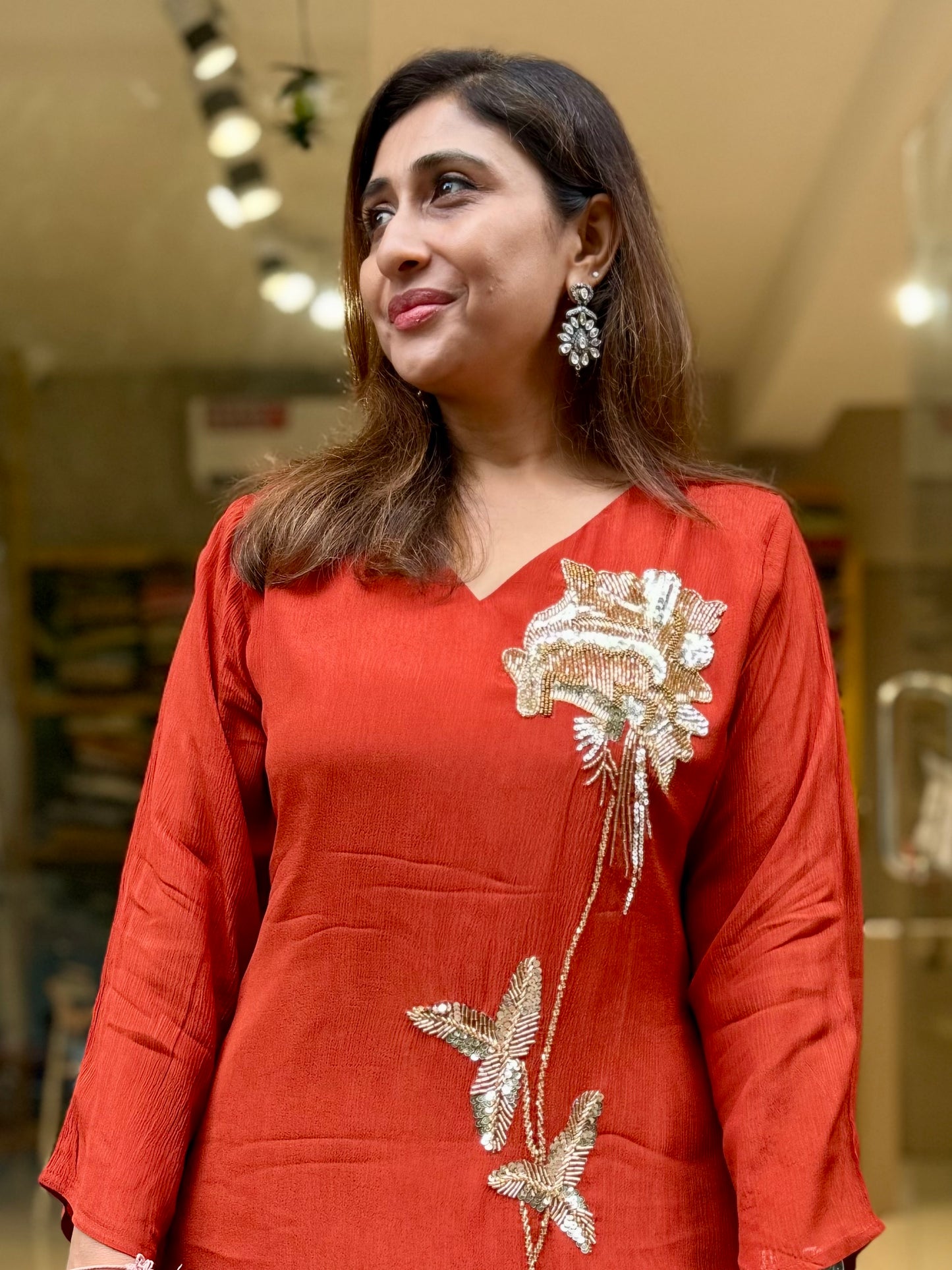 Partywear Rust Chinnon Co-Ord Set